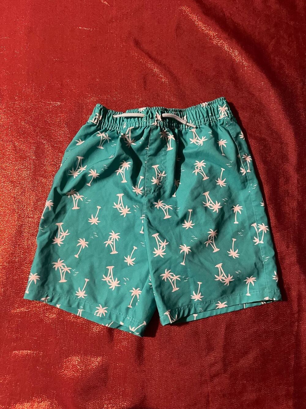Wonder Nation Swim Shorts Boys 5T Palm Print Lined Elastic Waist Turquoise